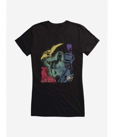 Jurassic World Grafitti Velociraptor Roar Girls T-Shirt $8.76 T-Shirts