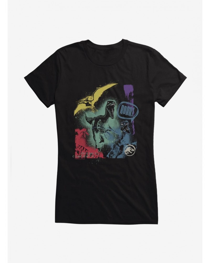 Jurassic World Grafitti Velociraptor Roar Girls T-Shirt $8.76 T-Shirts