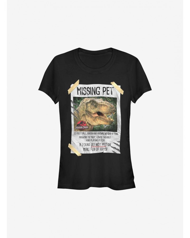 Jurassic Park Missing Pet Girls T-Shirt $5.98 T-Shirts