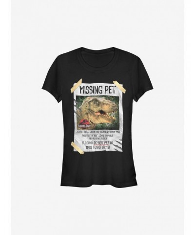 Jurassic Park Missing Pet Girls T-Shirt $5.98 T-Shirts