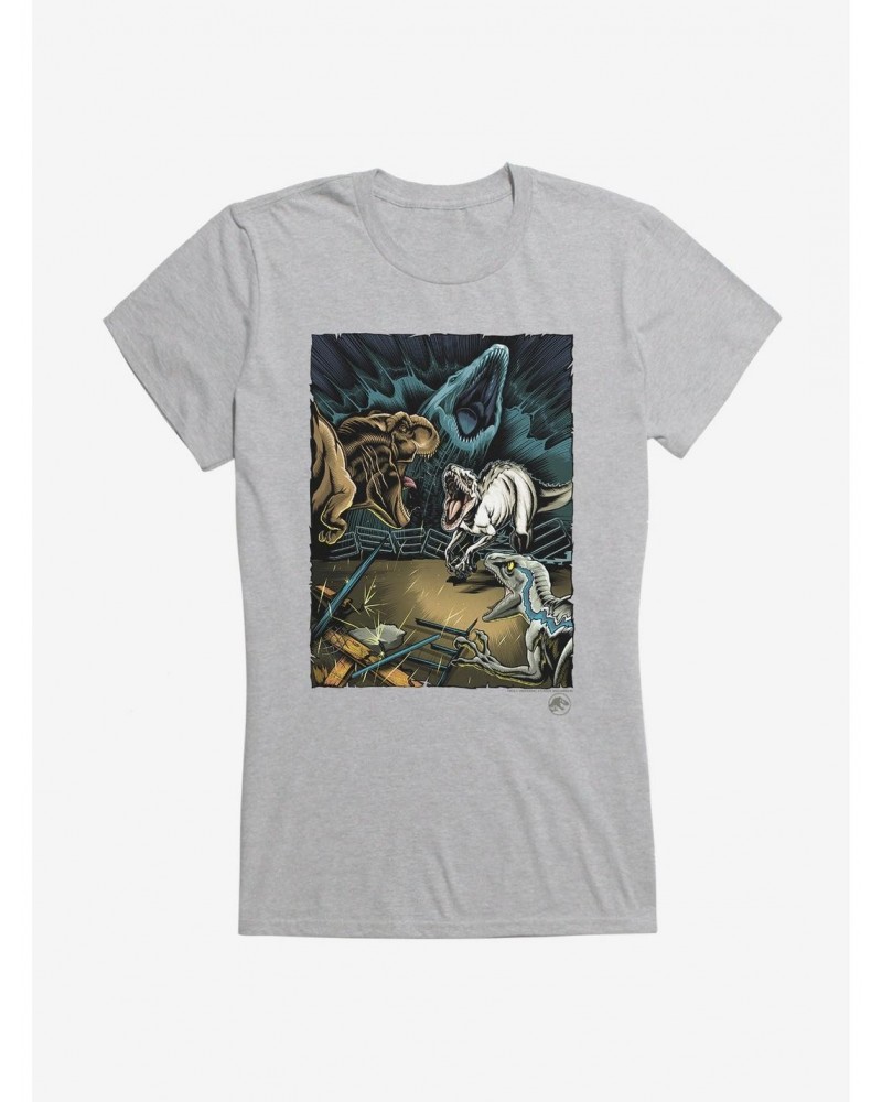 Jurassic World Dinosaur Battle Girls T-Shirt $9.56 T-Shirts