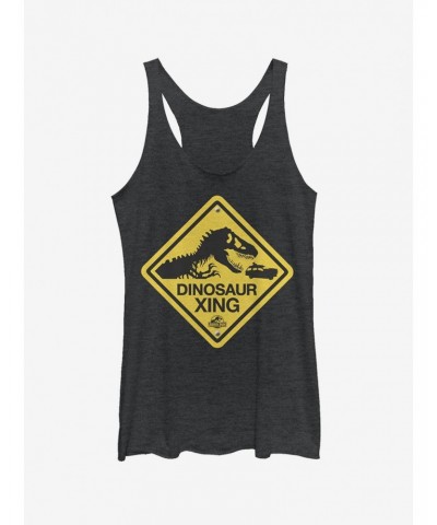 Dinosaur Crossing Sign Girls Tank $8.70 Tanks