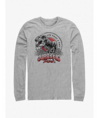 Jurassic Park T Rex Finds A Way Long Sleeve T-Shirt $12.11 T-Shirts