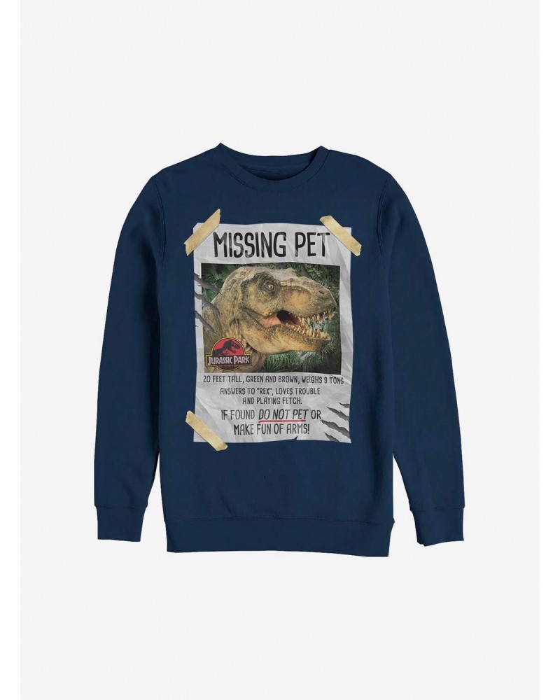 Jurassic Park Missing Pet Crew Sweatshirt $13.87 Sweatshirts