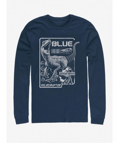 Jurassic Park Raptor Blue Print Long-Sleeve T-Shirt $12.11 T-Shirts