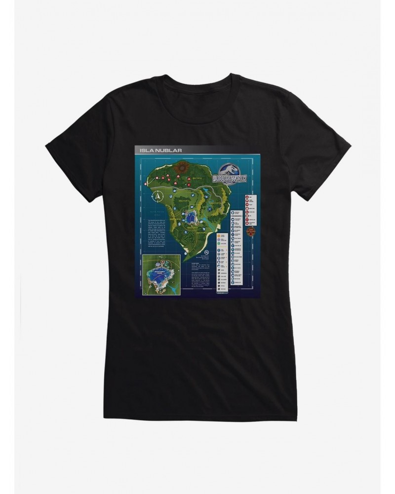 Jurassic World: Camp Cretaceous Isla Nublar Map Girls T-Shirt $9.56 T-Shirts