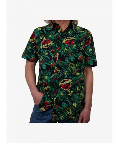 Jurassic Park Tropical Raptor Woven Button-Up $17.96 Button-Up