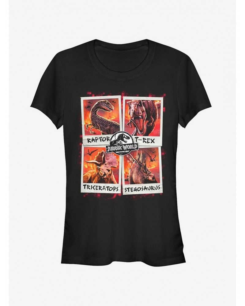 Jurassic World Fallen Kingdom Fire Polaroid Girls T-Shirt $6.57 T-Shirts