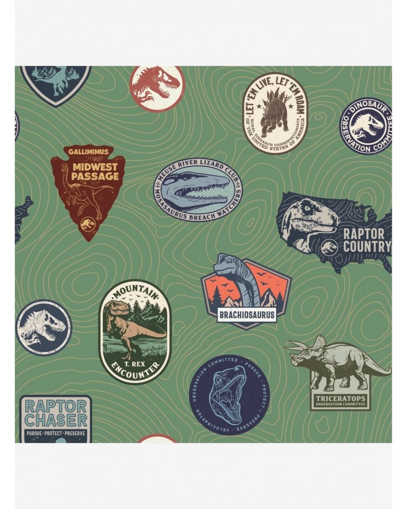 Jurassic World Green Badges Peel & Stick Wallpaper $18.46 Wallpapers