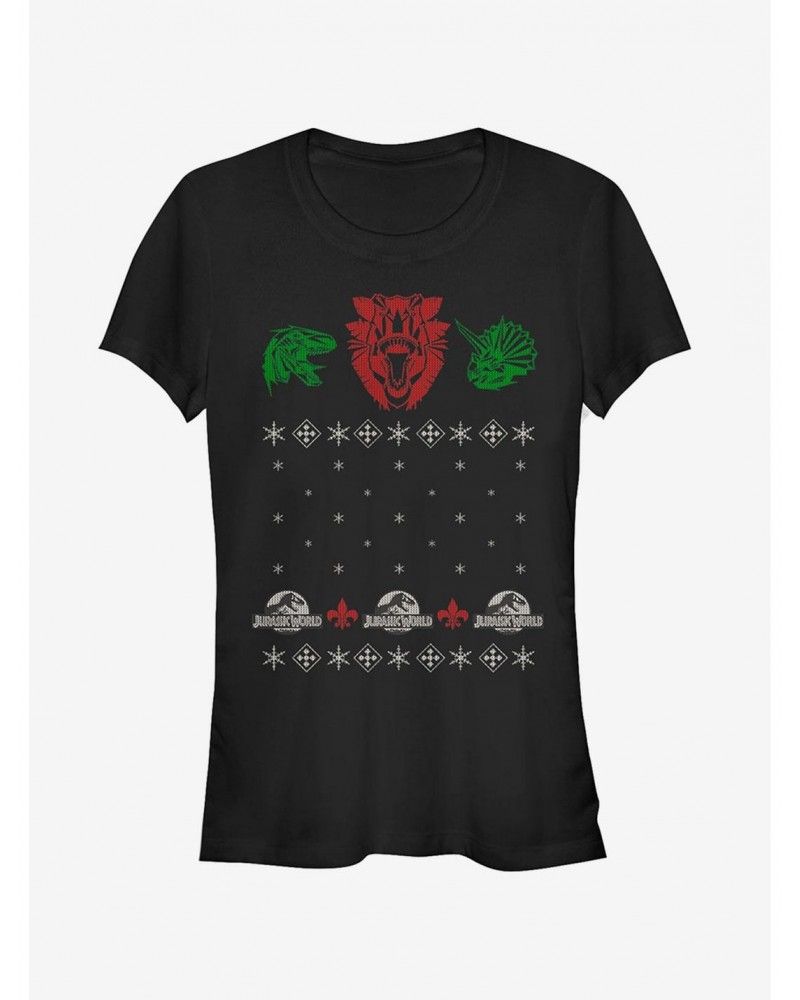 Ugly Christmas Sweater Raptor Girls T-Shirt $8.57 T-Shirts