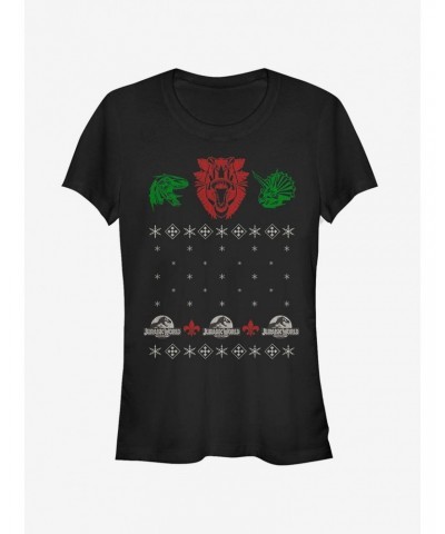 Ugly Christmas Sweater Raptor Girls T-Shirt $8.57 T-Shirts