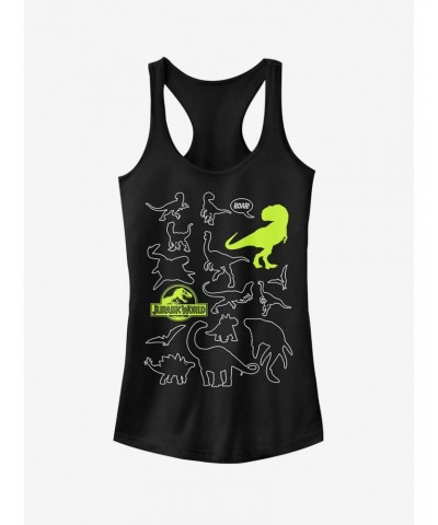 Jurassic World Fallen Kingdom Dinosaur Outline Girls Tank $8.57 Tanks