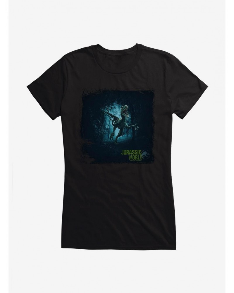 Jurassic World Haunted Velociraptor Jungle Girls T-Shirt $6.37 T-Shirts