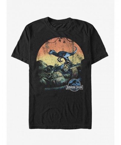 Retro Raptor Sunset T-Shirt $9.18 T-Shirts