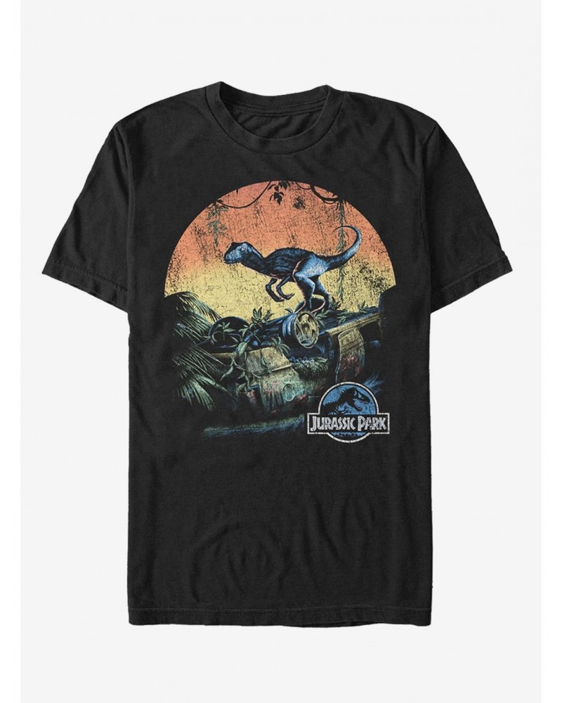 Retro Raptor Sunset T-Shirt $9.18 T-Shirts