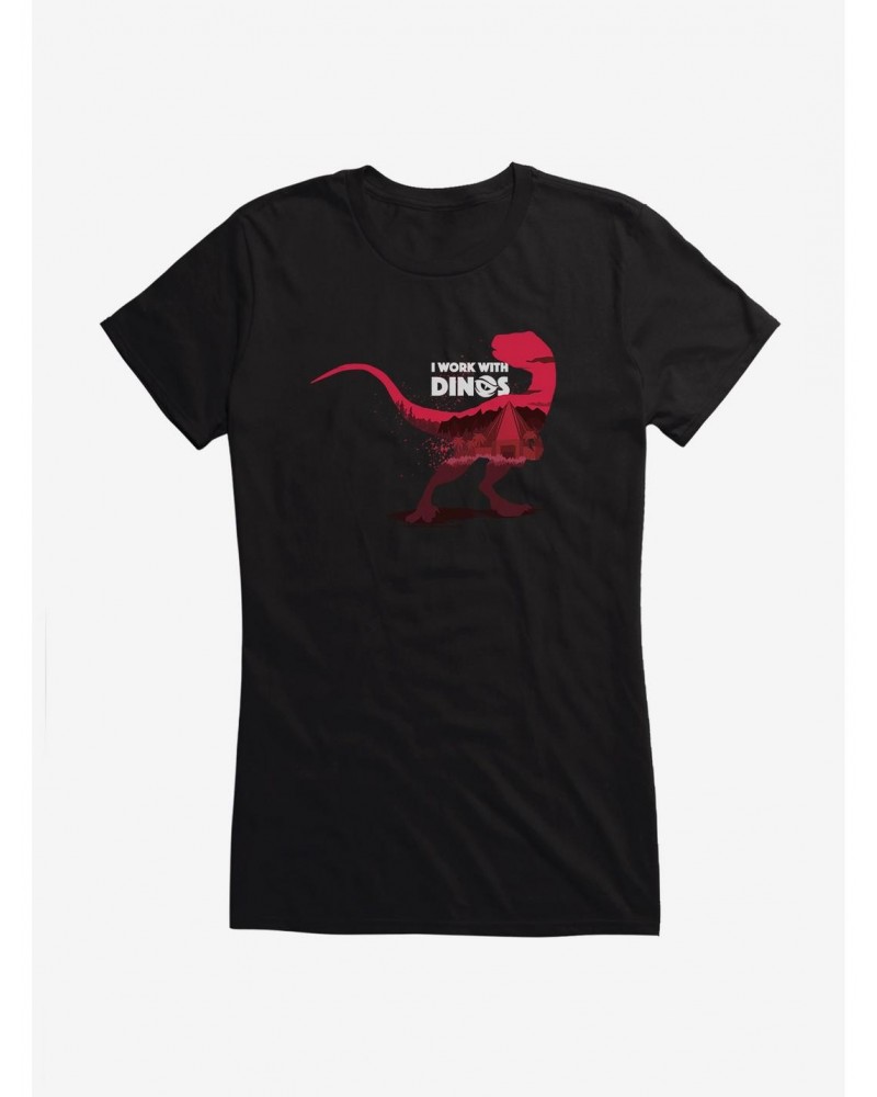 Jurassic Park I Work With Dinos Girls T-Shirt $6.97 T-Shirts