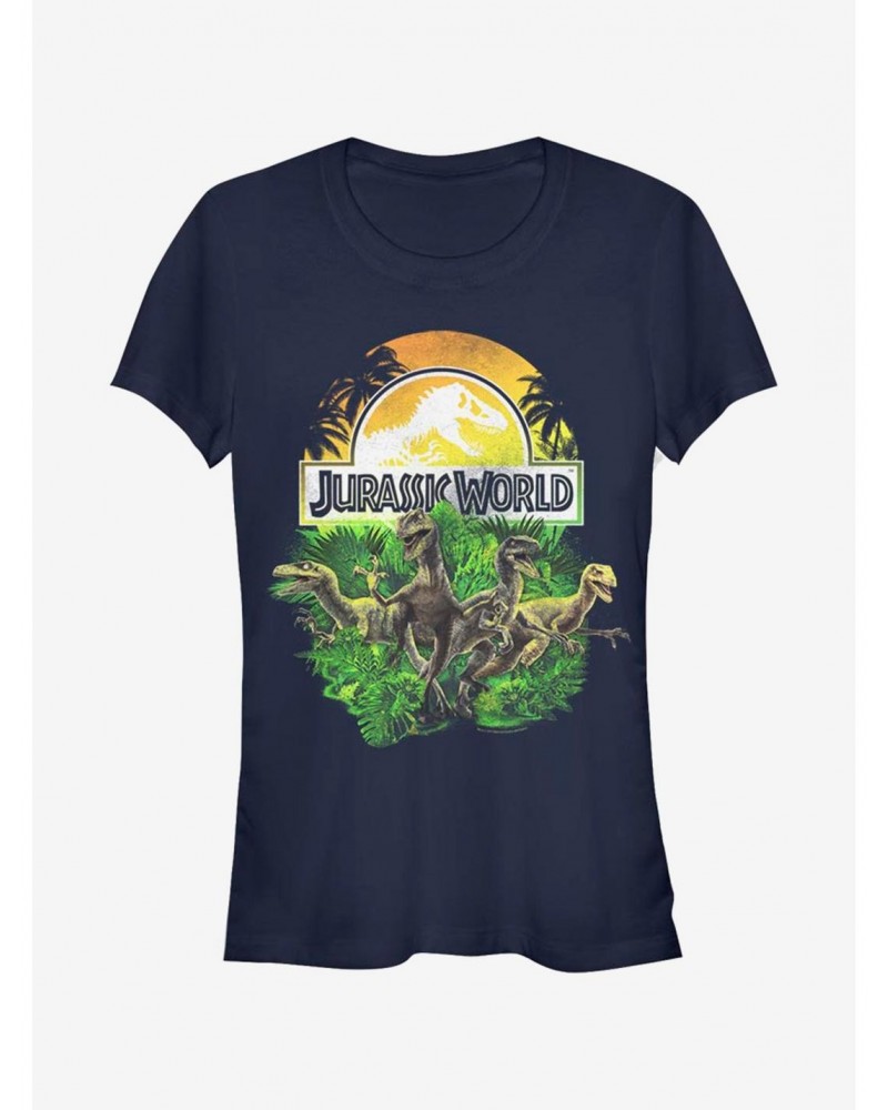 Jurassic Park Distressed Plastic Jungle Girls T-Shirt $6.37 T-Shirts