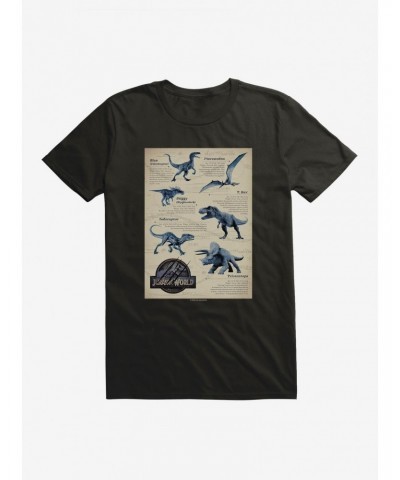 Jurassic World Dino Info Greyscale T-Shirt $8.41 T-Shirts