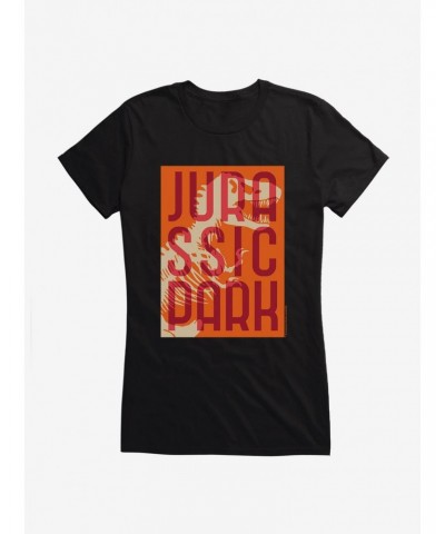 Jurassic Park Orange Title Stack Girls T-Shirt $8.17 T-Shirts