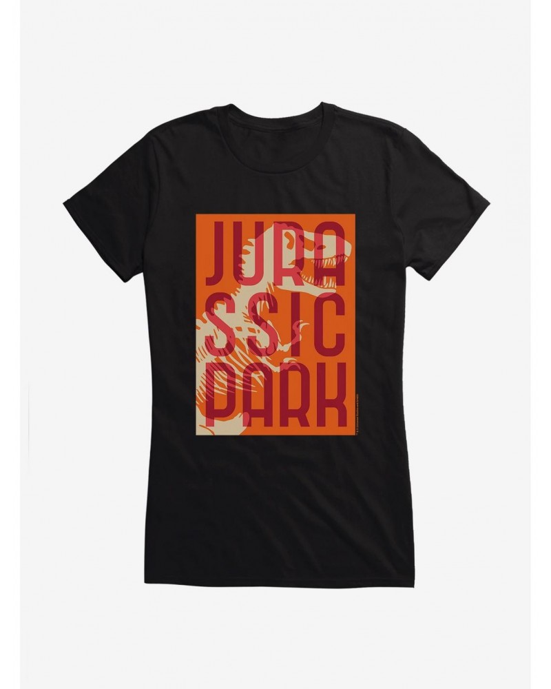 Jurassic Park Orange Title Stack Girls T-Shirt $8.17 T-Shirts