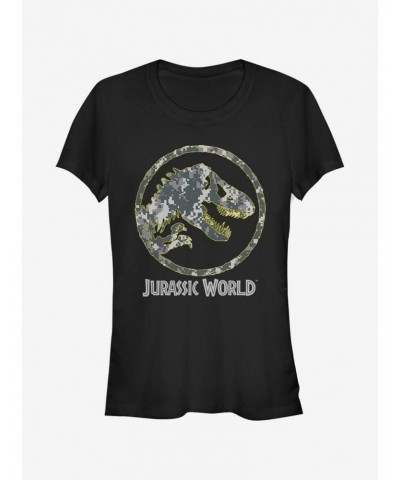 Jurassic Park Camo Yellow Dino Girls T-Shirt $6.18 T-Shirts