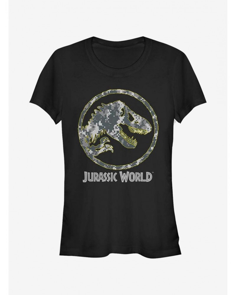 Jurassic Park Camo Yellow Dino Girls T-Shirt $6.18 T-Shirts