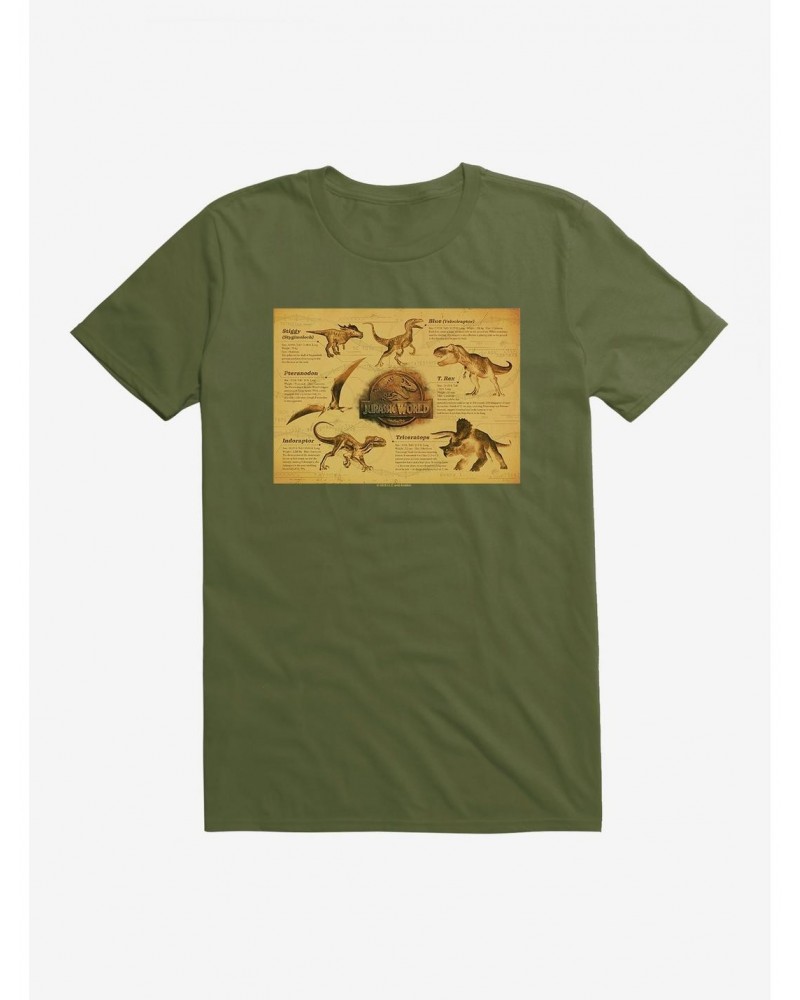 Jurassic World Dino Info Rectangle T-Shirt $9.18 T-Shirts